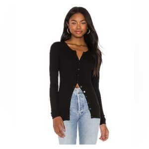 ENZA COSTA | Silk Rib Fitted Long Sleeve Cardigan